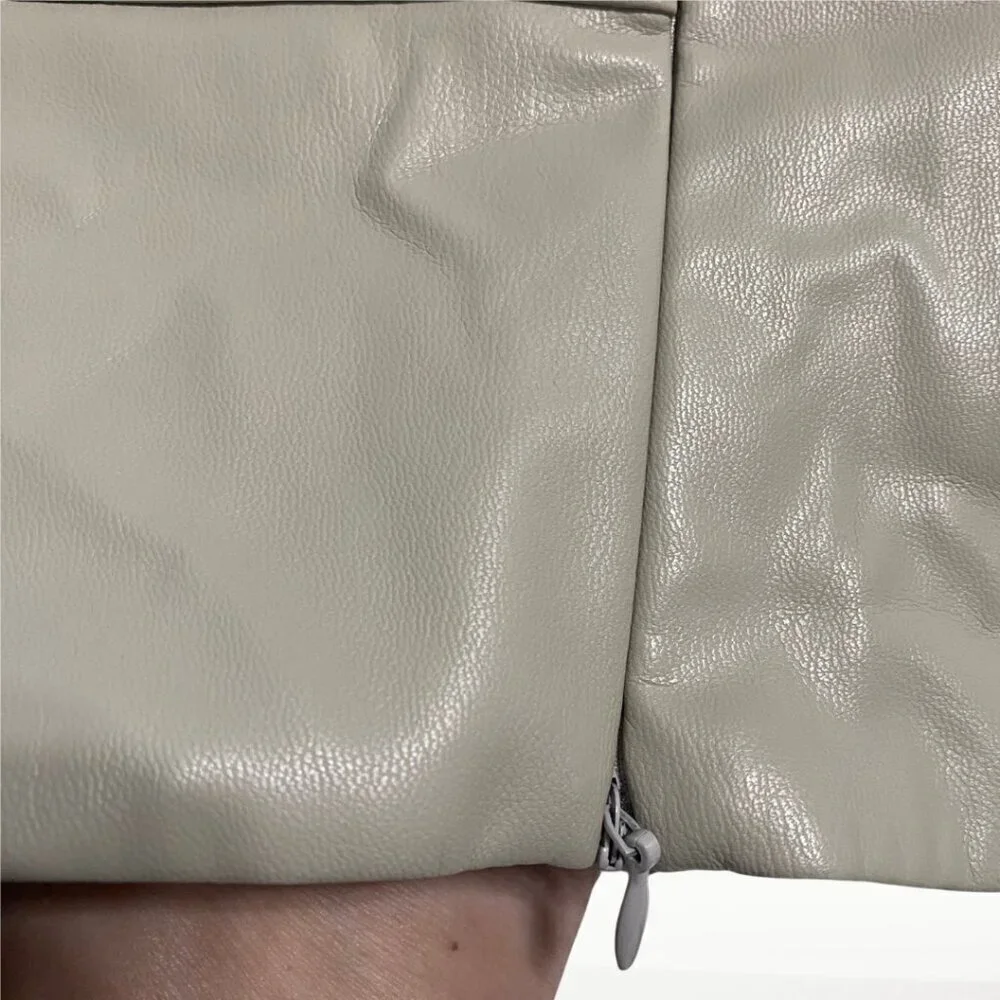 Zara Faux Leather Cream Colored Crop Tank Top with Adjustable Straps, Size S - Picture 4 of 9